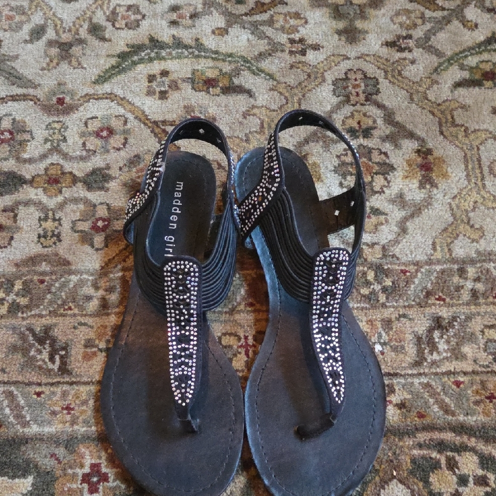 Madden Girl Black Sandals with Sparkling Accents